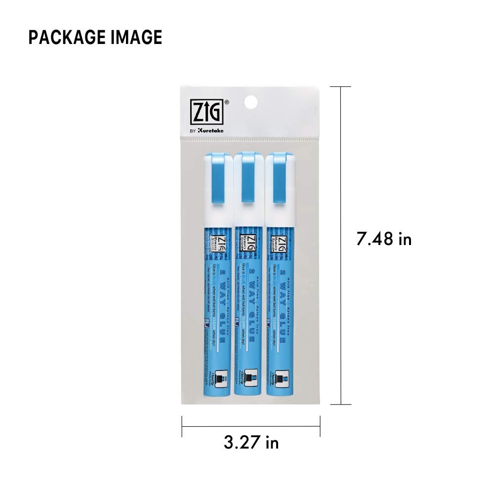 Kuretake Zig 2-Way Glue Pen 3/Pkg-Chisel Tip