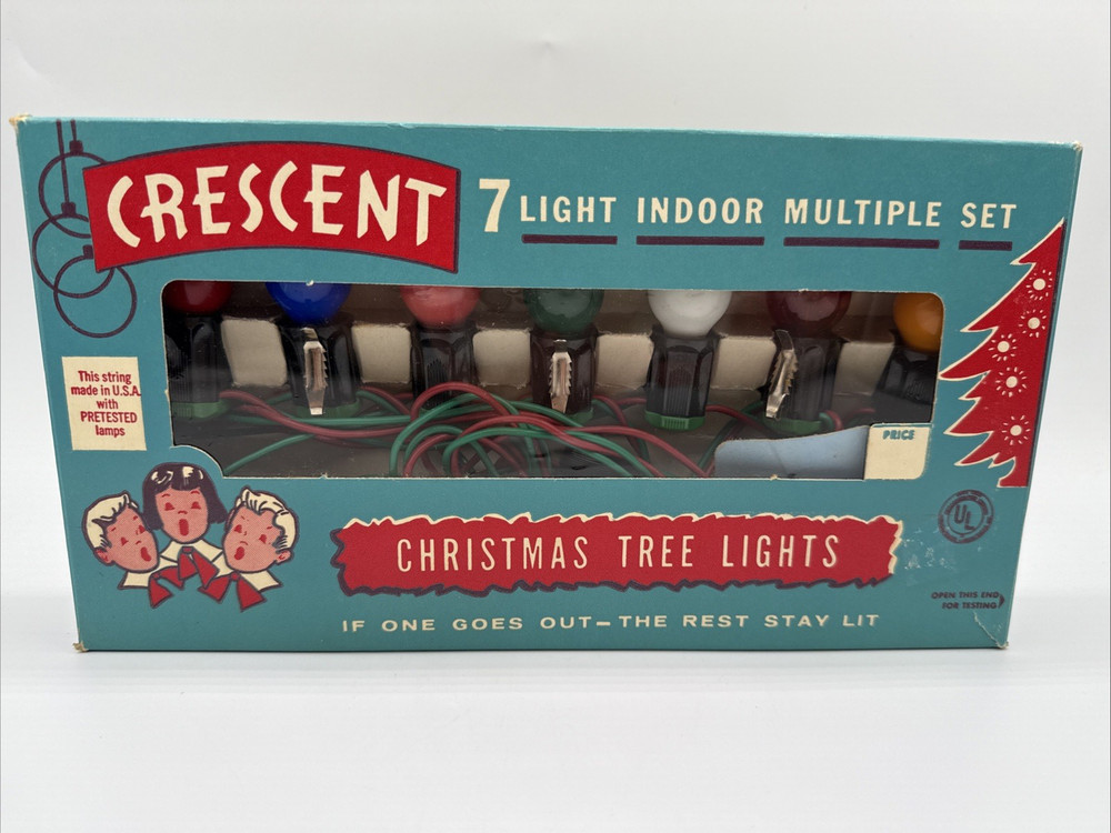 Vintage Crescent Christmas Indoor Tree  7 Light String Set *Sockets