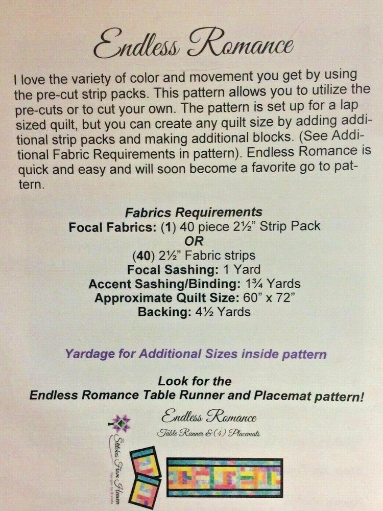 STITCHES FROM HEAVEN PATTERNS- ENDLESS ROMANCE