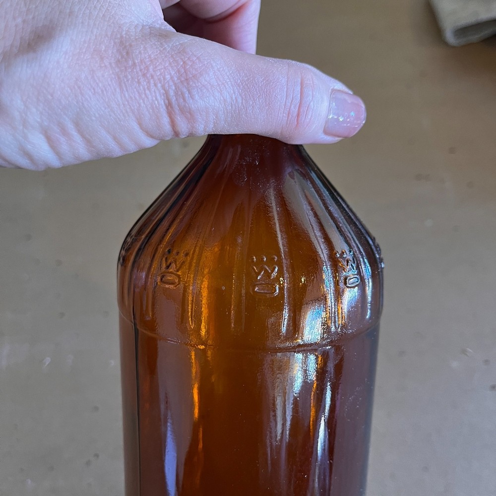 Antique Brown Amber Glass Bottle