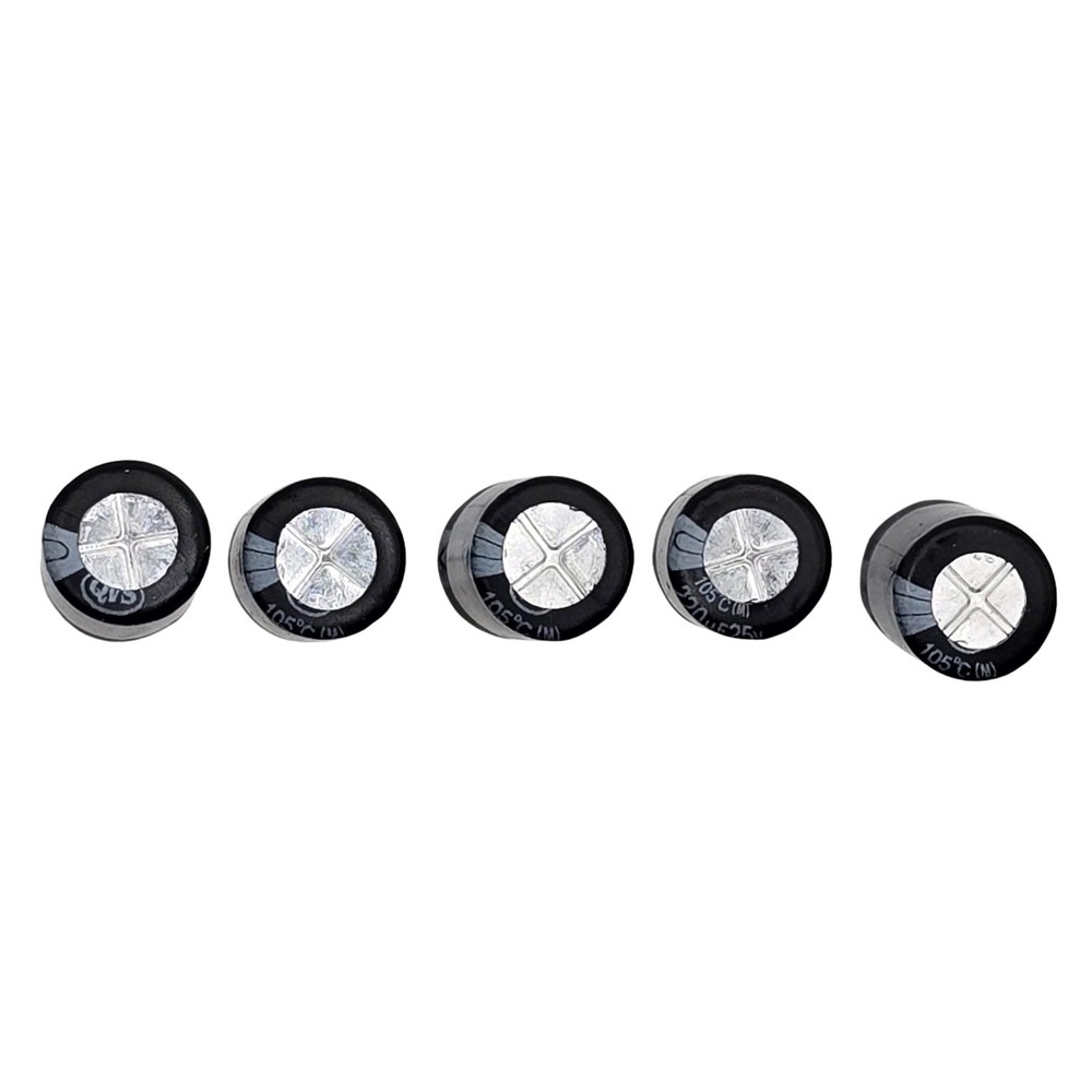 8pcs QVS 220uF 25V 105ºC Compact Radial Electrolytic Capacitors