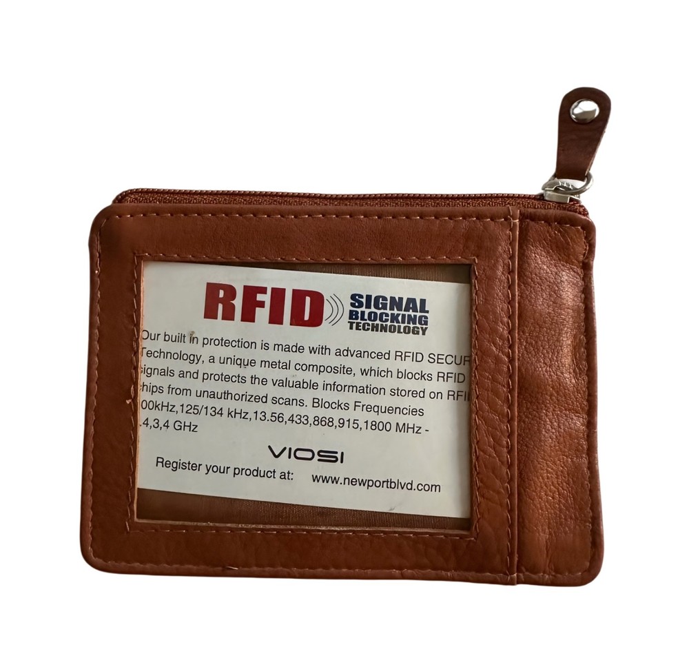 Tan, Pocket Wallet RFID Blocking Thin Leather Card Case with Gift Box