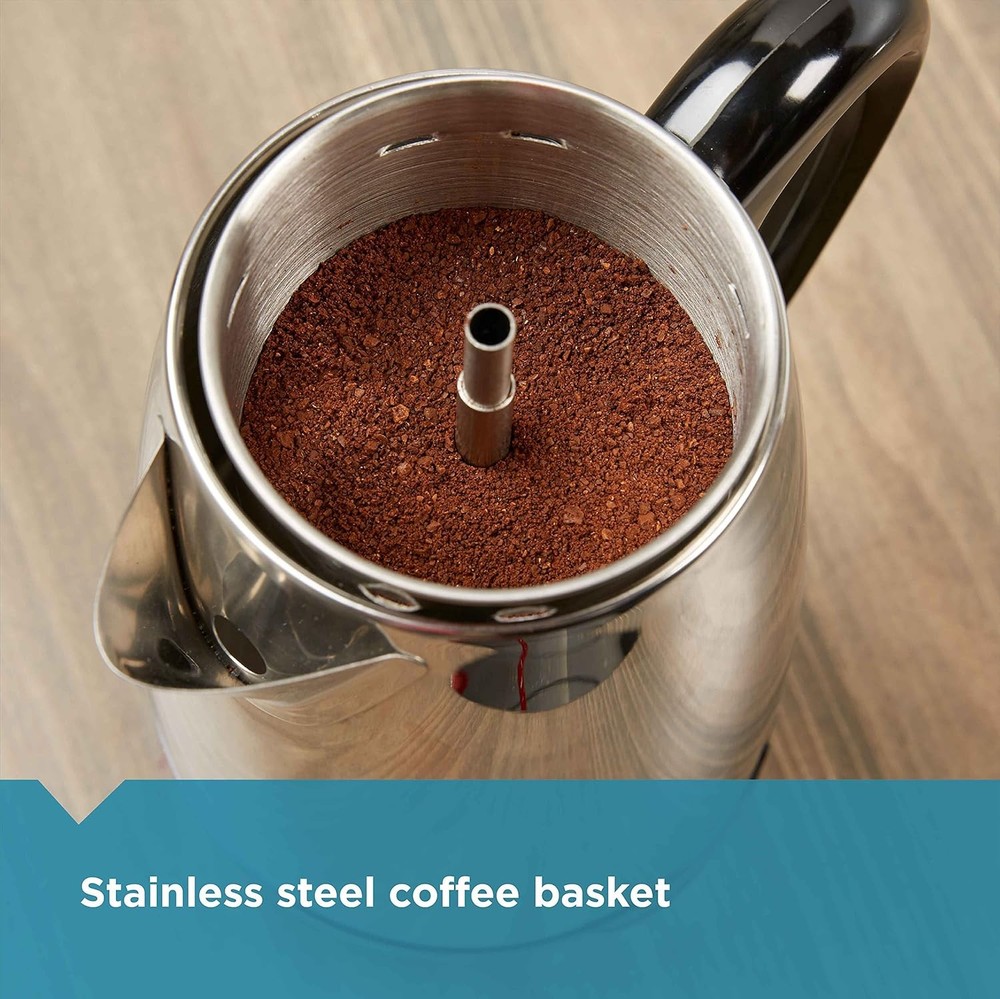 Electric Stainless Steel Coffee Percolator with Automatic Keep Warm Feature
