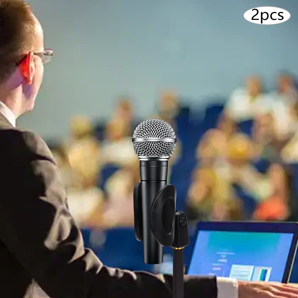 2pcs Universal Microphone Clips Black Microphone Mic Clip Holders