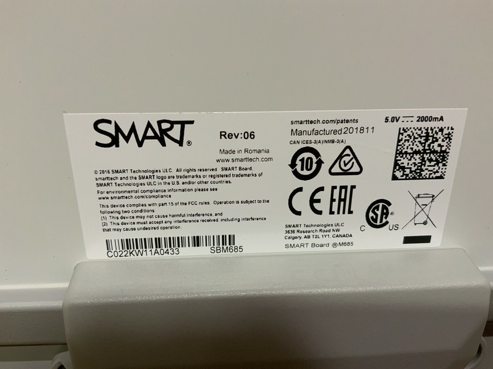 Smart Technologies Smart Board M685 Interactive Whiteboard SBM685 NOB ✅❤️️