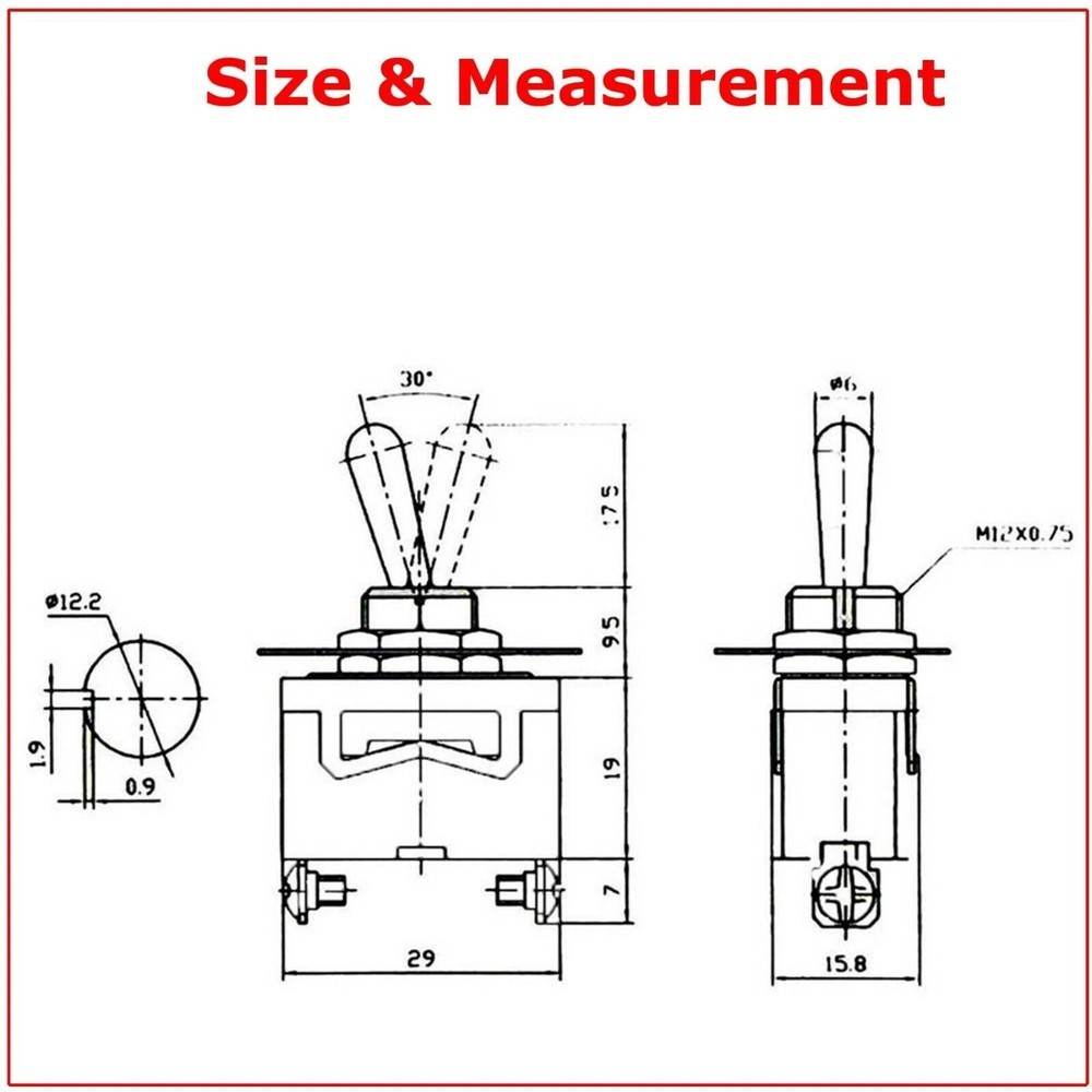 5X Solid Metal Toggle Switch ON/OFF Single Pole for Marine / Automotive 12V SPST