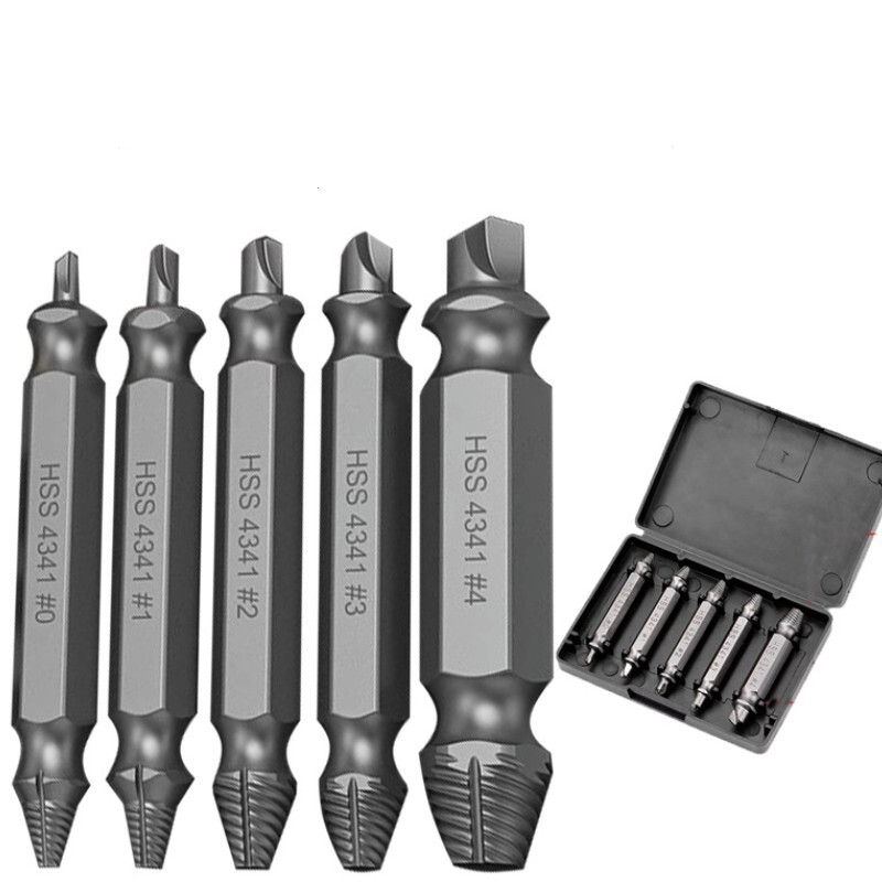 Damaged Screw Extractor Speed Out Drill Bits 5 PCS Tool Set Broken Bolt Remover
