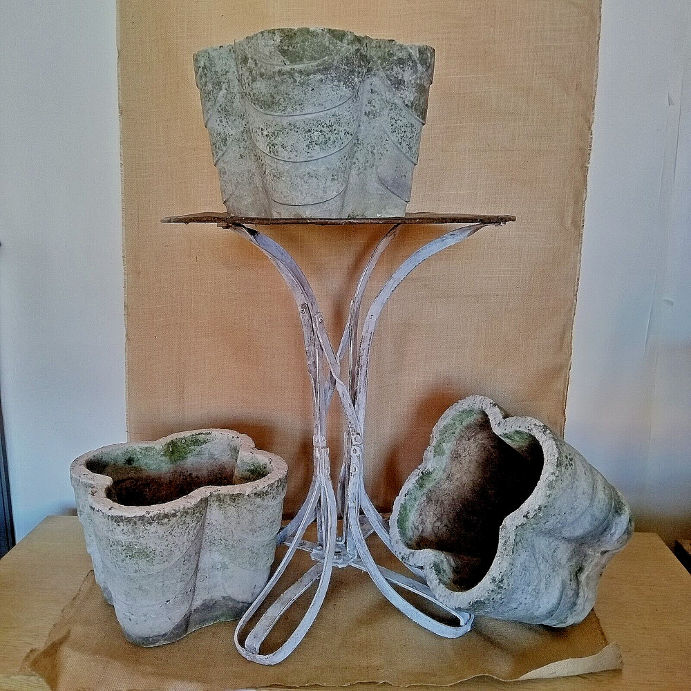 individual mid century cast stone planters