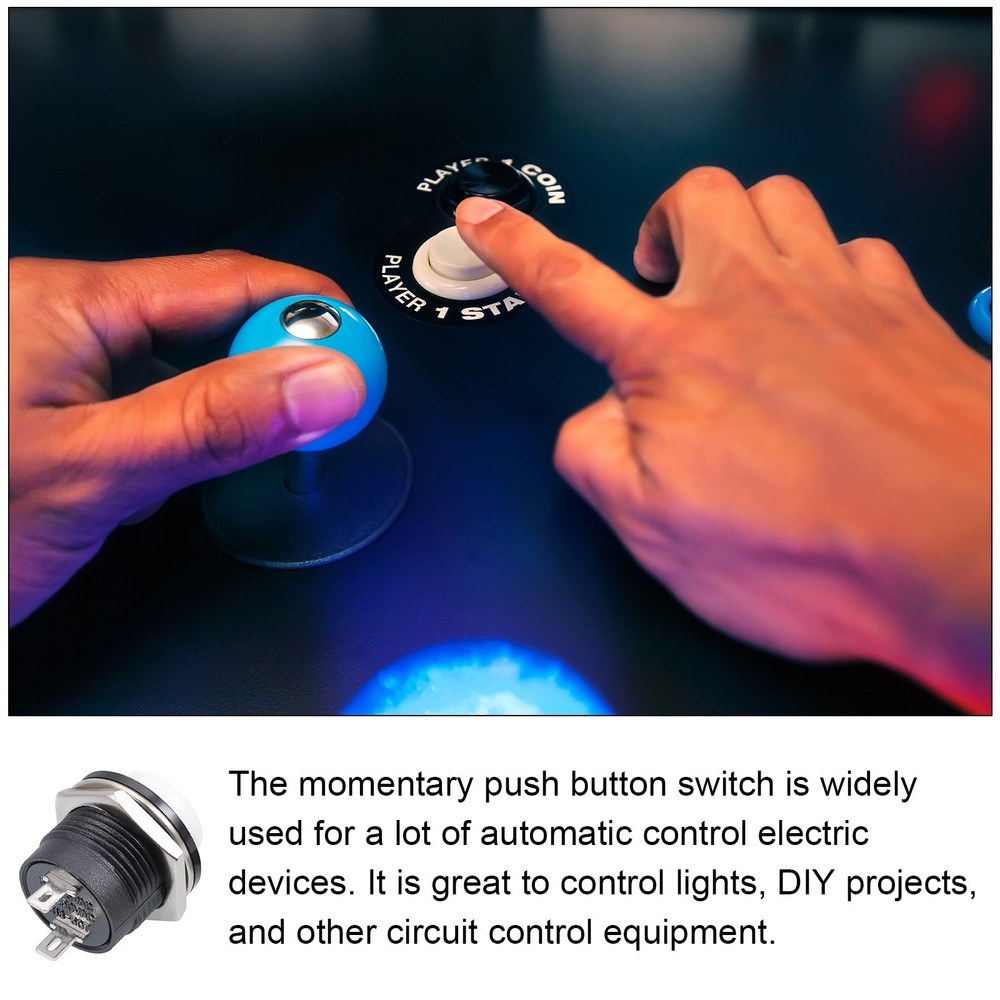 Push Button Switch SPST 1 NO Momentary Round Button 16mm / White / 5 Pcs