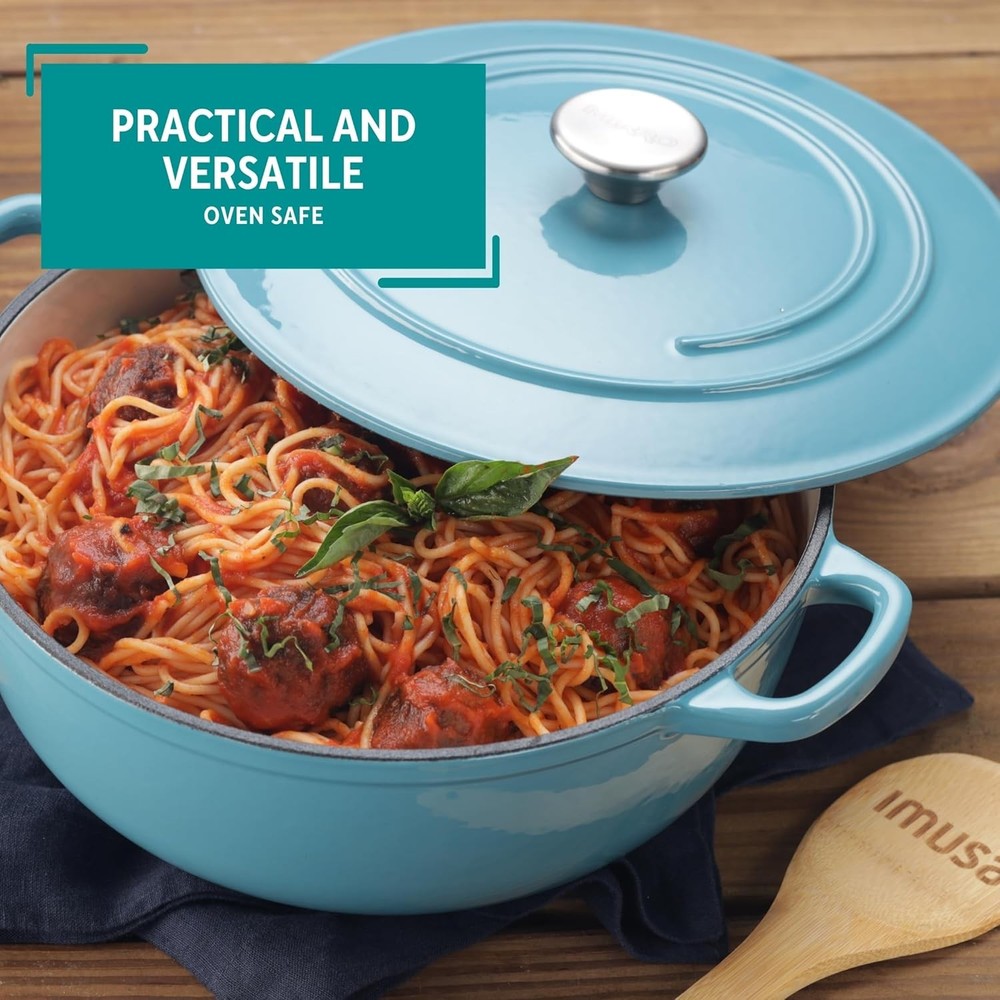 4.8qt Cast Iron Enamel Dutch Oven Teal