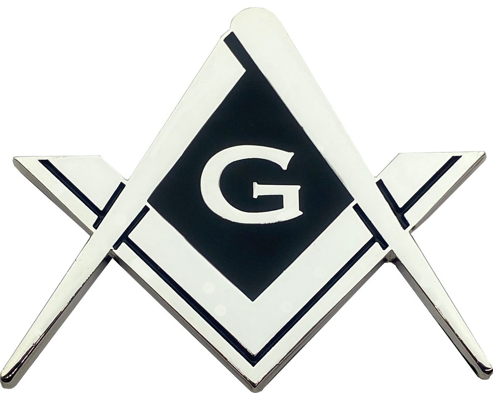 2 PCS Masonic Silver Compass & Square G Symbol Auto Mason Car Emblems