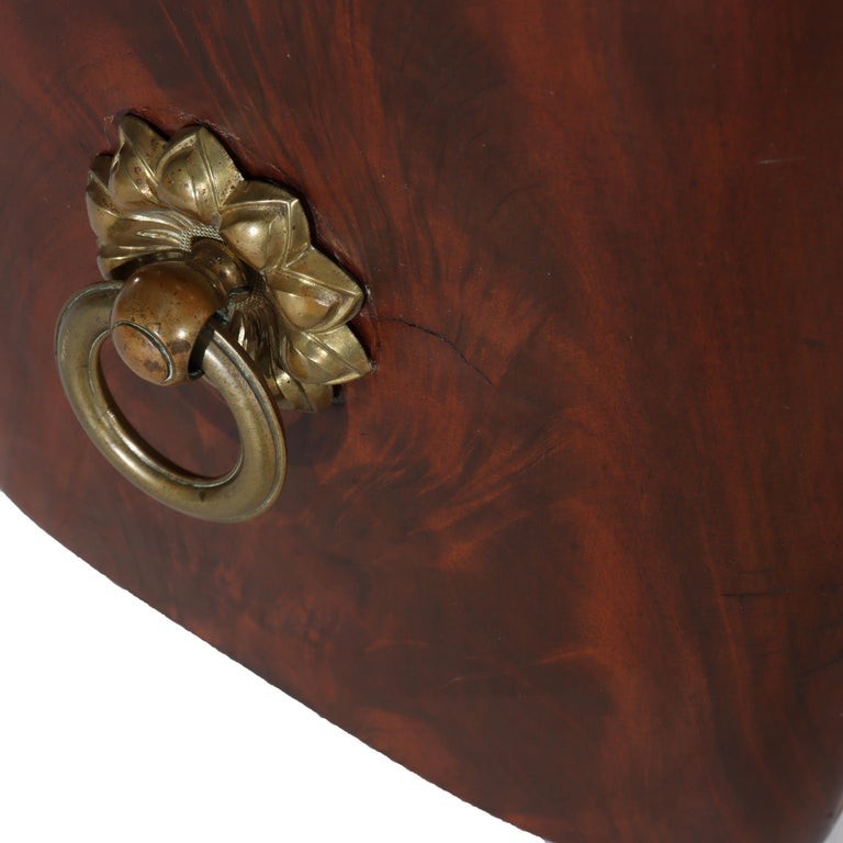 Antique American Empire Classical Flame Mahogany Sideboard, Bronze Pulls, c1840