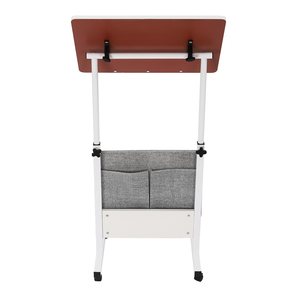 Rolling Laptop Desk Office Computer Table Adjustable Height Stand up w/ Storage