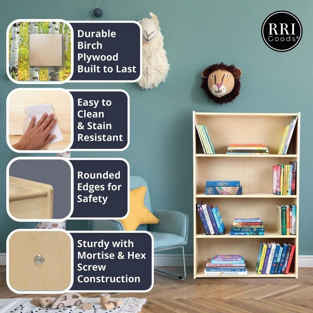 Rolling Folding Hinge Bookcase with Casters - 2-Shelf Storage Unit