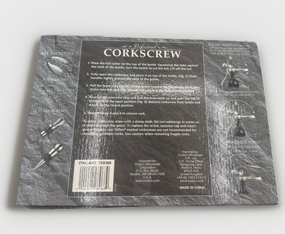 Professional Corkscrew Wine Tool Kit Original Box