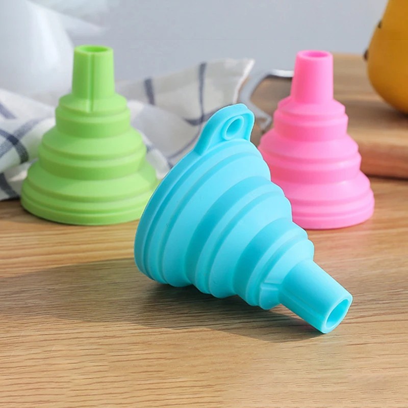 3pcs Funnels Kitchen Collapsible Set Foldable Food Graded Small Silicone Funnels