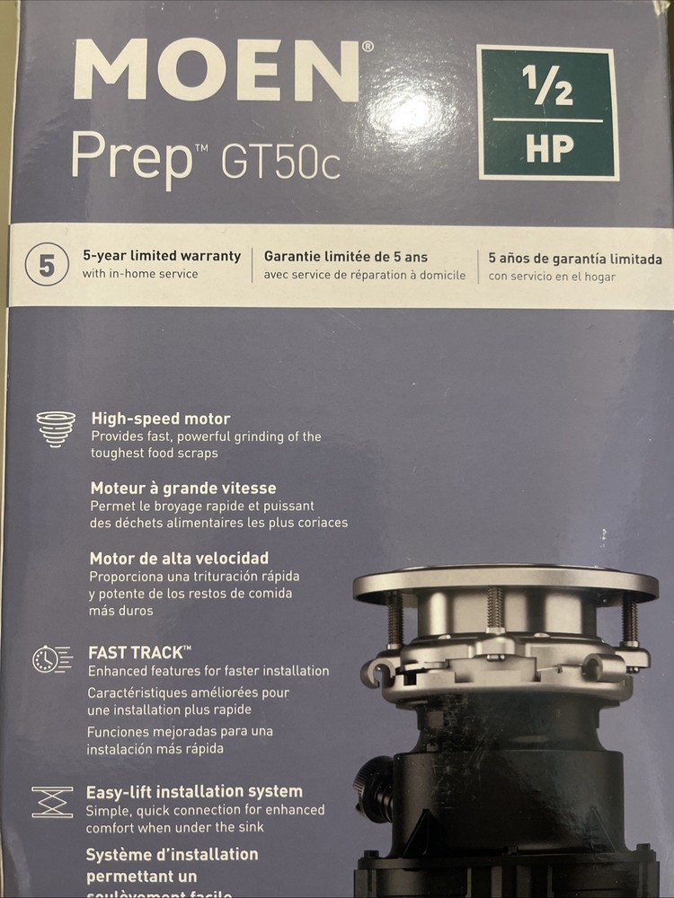 Moen Prep GT50c Series Disposer 1/2 Horsepower Continuous Feed Garbage Disposal