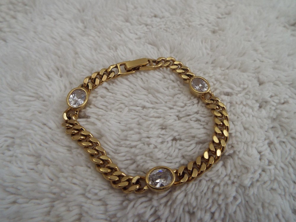 Goldtone Rhinestone Chain Bracelet