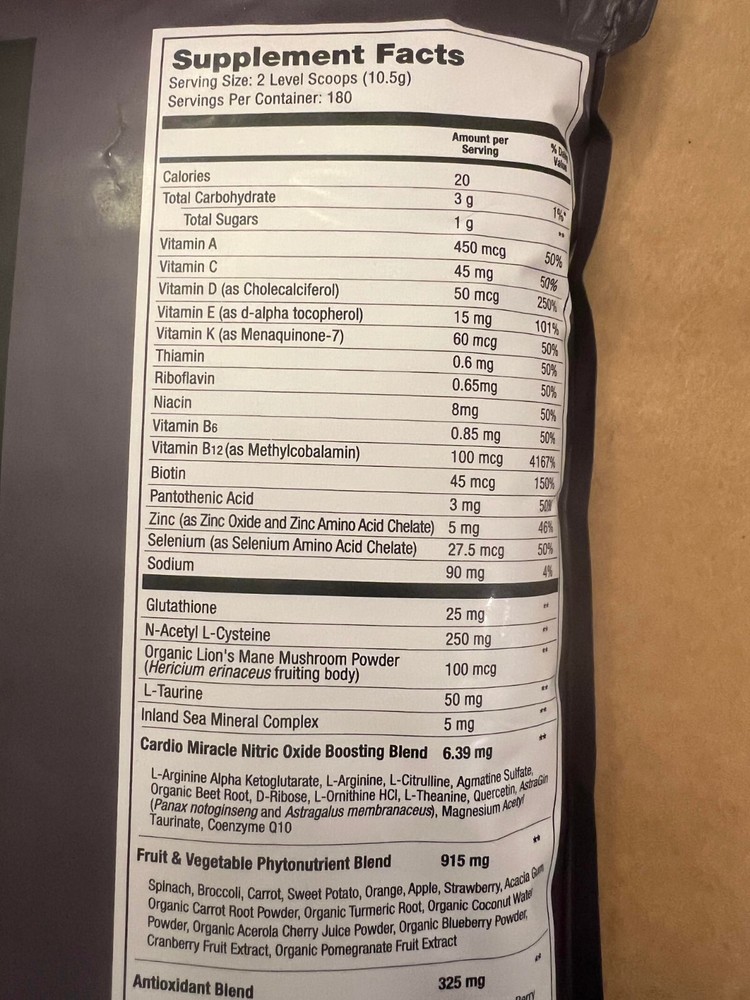 Large Cardio Miracle The Complete Nitric Oxide Solution - 180 SERVINGS, 03/2026