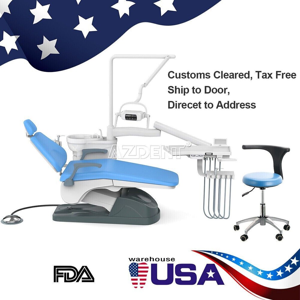 Dental Unit Chair Computer Controlled +Stool Silla Kit/Post Mounted Utility Tray