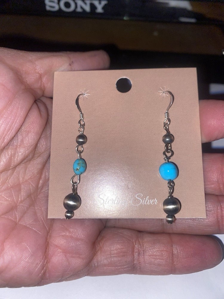 sterling silver and turquoise native dangle earrings new