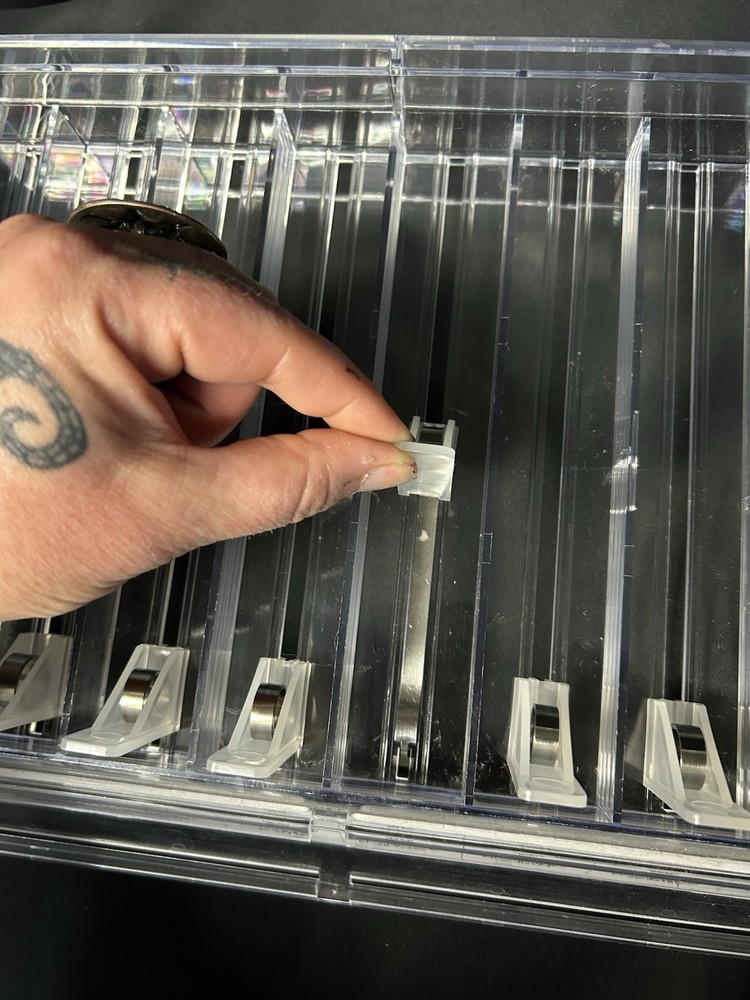 Pusher Style Retail Merchandise Display Tray 8 Slots Spring Retractable Plastic