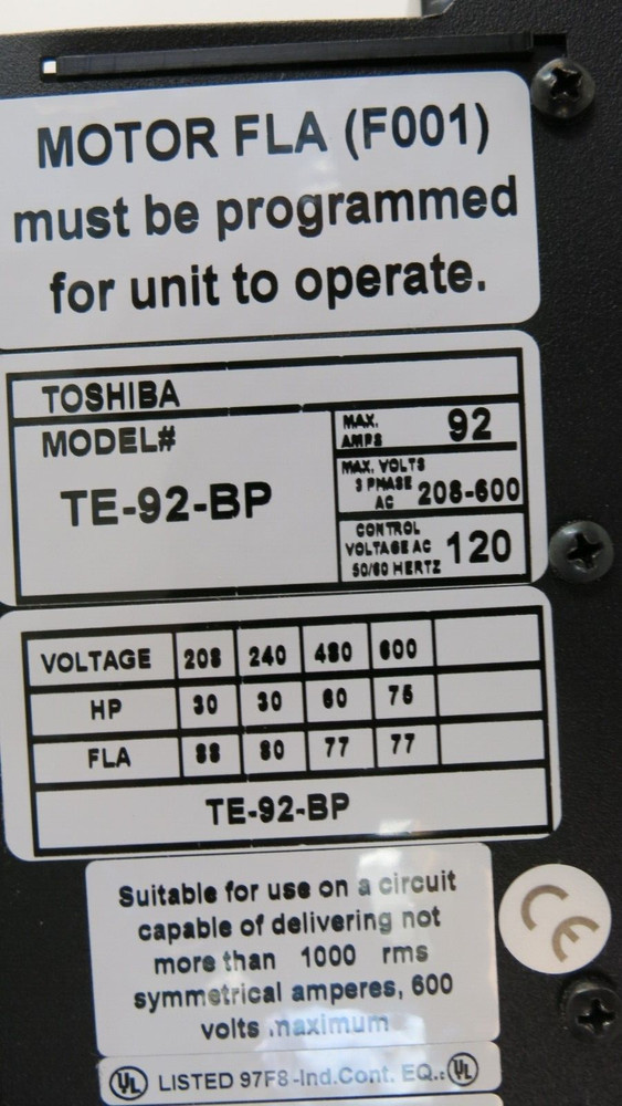 TOSHIBA TE-92-BP SOLID STATE STARTER