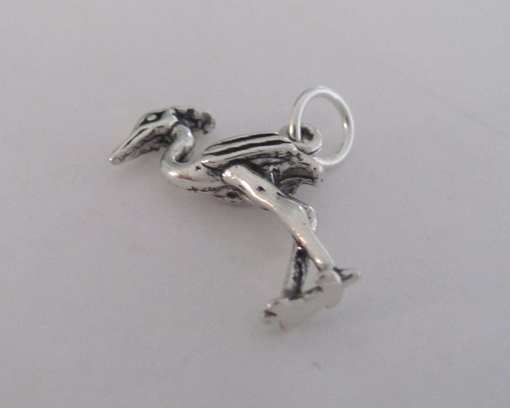 Sterling Silver 3d Heron charm