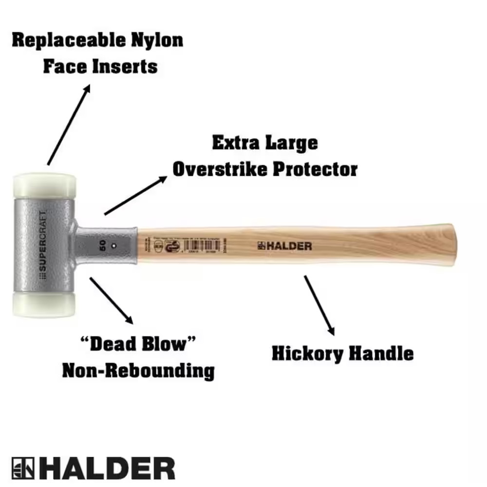 35 Oz. Dead-Blow Hammer with Hickory Handle and Replaceable Nylon Face Inserts