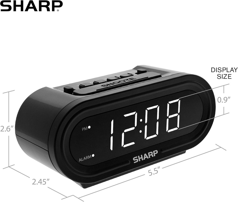 Digital Alarm W/ AccuSet Automatic Smart Clock Never Needs Setting Midnight