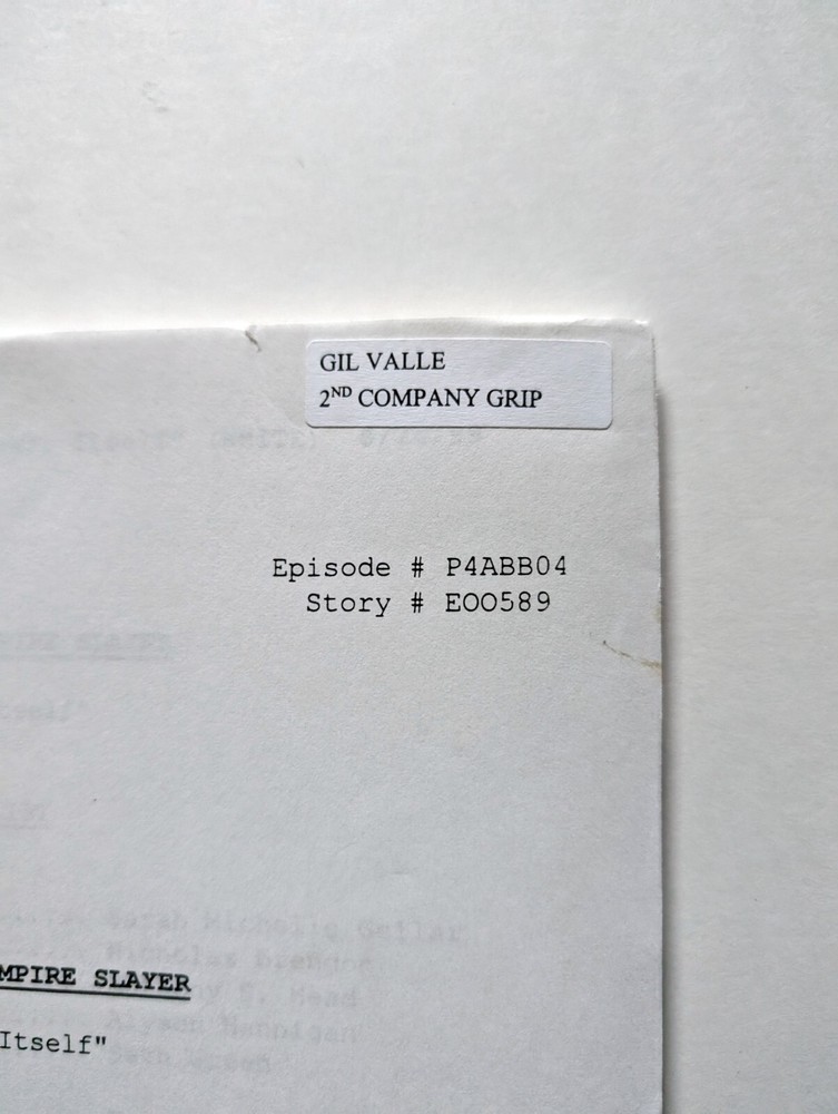 Buffy The Vampire Slayer Original Production Script - "Fear, Itself" S04E04