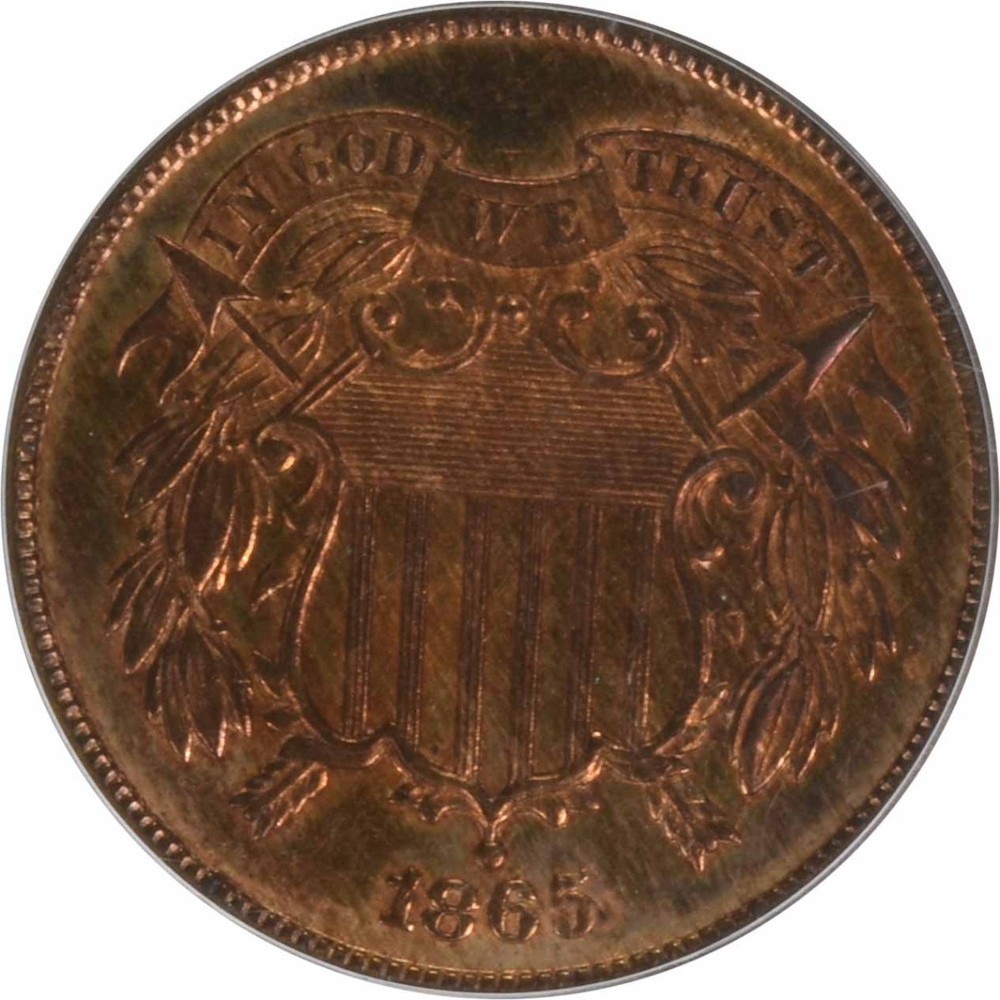 1865 Two Cent Piece MS64RD PCGS
