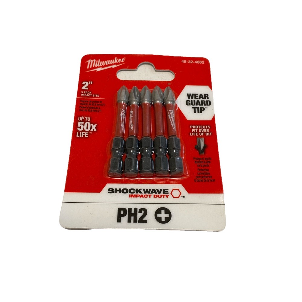 Milwaukee Shockwave Impact Duty 2”  Bits 5-Pack