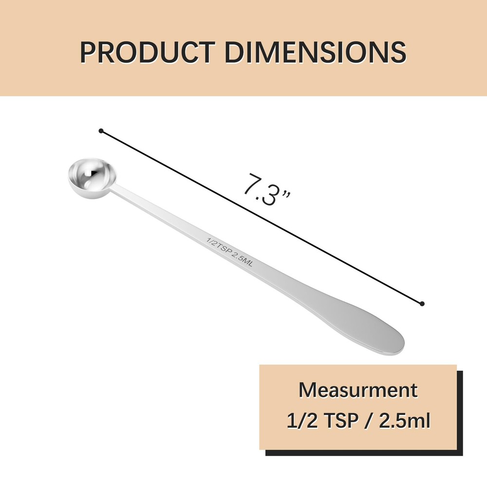 2PCS 1/2 Teaspoon(1/2tsp, 1/6tbsp, 2.5 ml) Single Measuring Spoon, Extra-long...