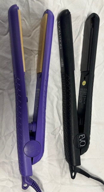 COLORFUL SEASONS/EVOLUTION 2 PC PACK FLAT IRON - (BLACK/PURPLE) GENTLY USED