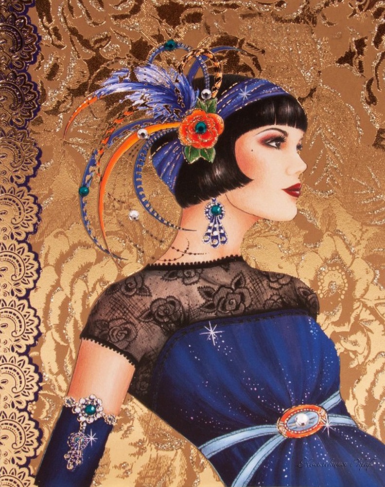 Chart Needlework Embroidery Counted Cross Stitch Pattern-Art Deco Lady