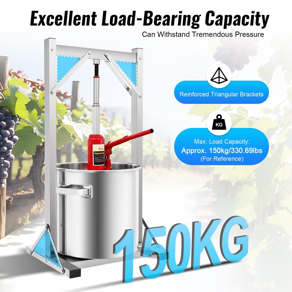 Fruit Press Crusher Grinder Apple Juice Wine Cider & Hydraulic Jack Fruit Press