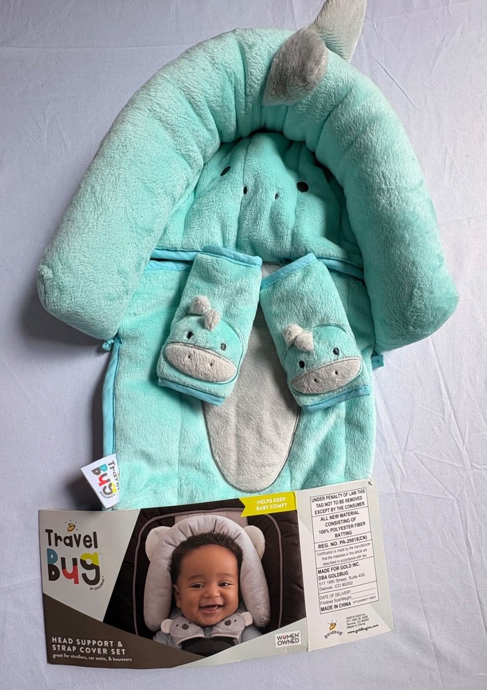 NWT Travel Bug  Infant Head Support Pillow & Strap Cover Set