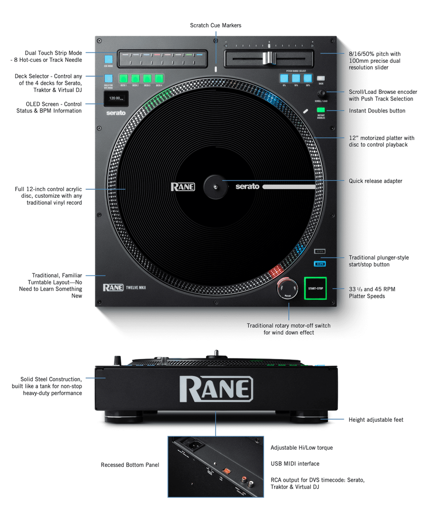 Rane DJ TWELVE MKII 12" Motorized Turntable Controller