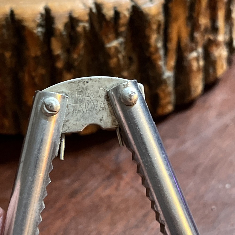 Vintage Solid Tree Bark Nut Bowl with 1 HMQ Nutcracker & 4 picks Cloth Bottom