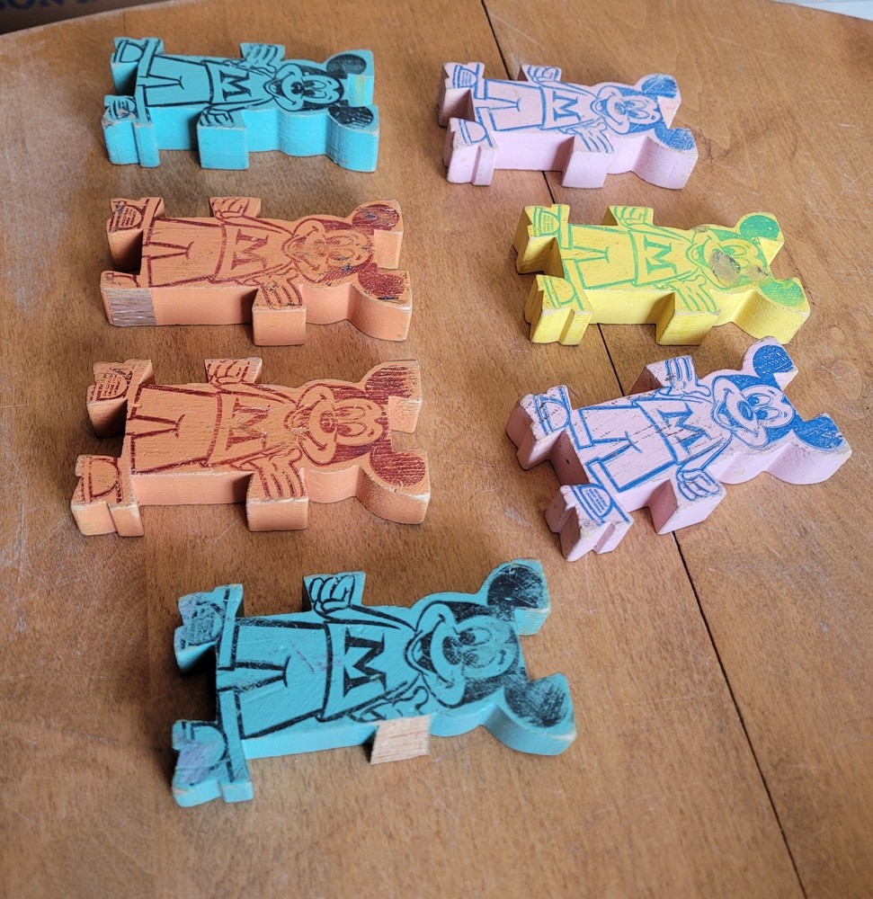 7 Mickey Mouse Acrobat Wooden Blocks. Fun!