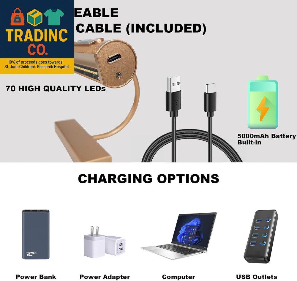 Dimmable Cordless Picture Light with Controller and Timer, Rechargeable 5000Mah