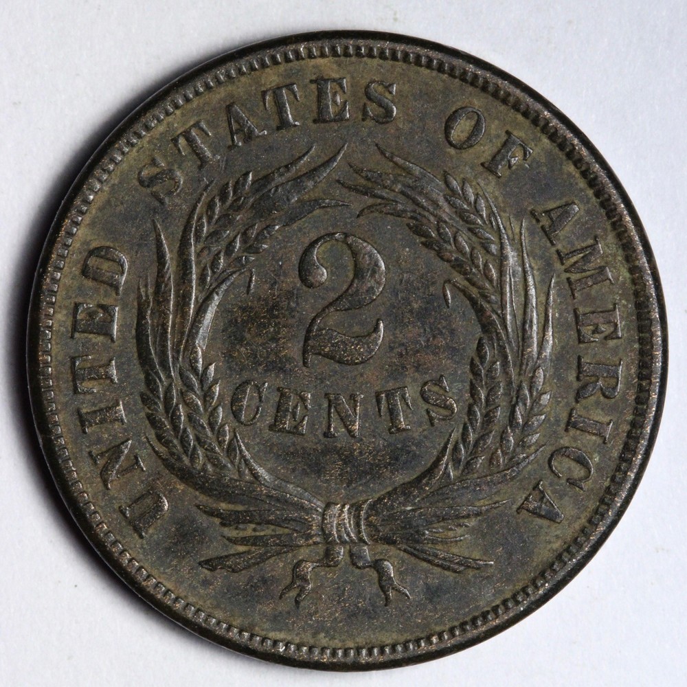 1865 Two Cent Piece AU E170 KVZY