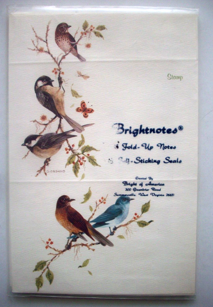 Brightnotes Violets and backyard birds vintage fold up notes stationary