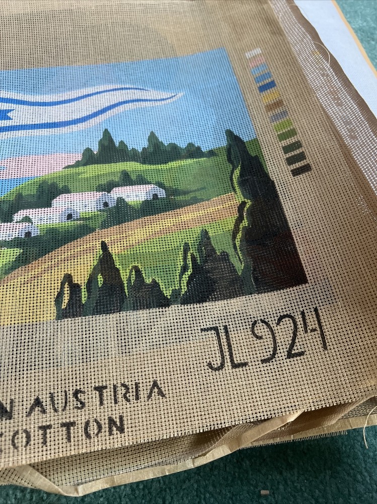 needlepoint canvas handpainted vintage