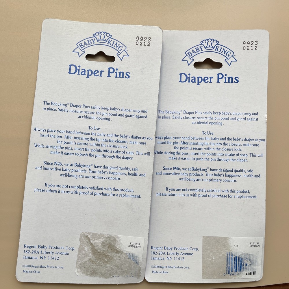 NIP 12 YELLOW DIAPER KING DIAPER PINS Box EA