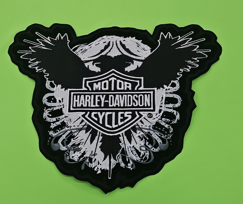 HARLEY DAVIDSON PATCH TRIBAL EAGLE BLACK & WHITE 10" X 8" BIKER VEST PATCH-(A2