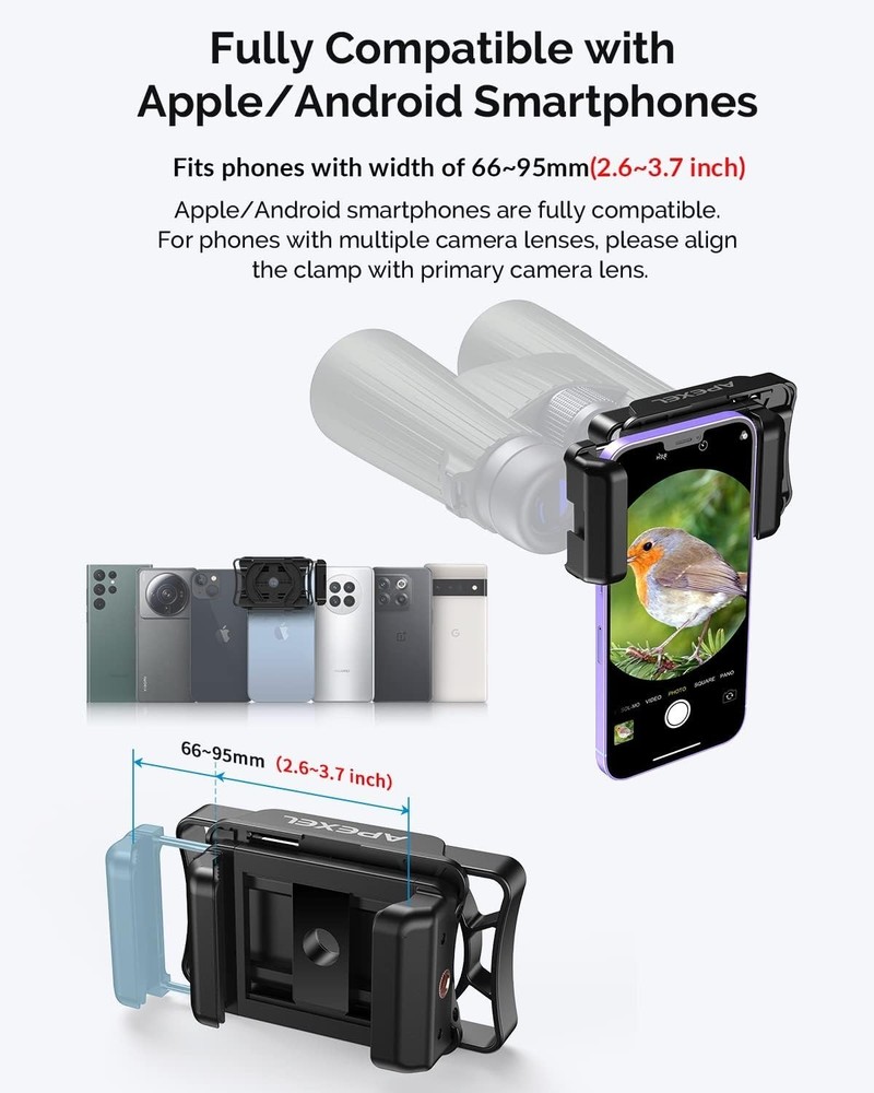 Telescope Phone Adapter, Multipurpose Telescope Smartphone Adapter Mount, Uni...