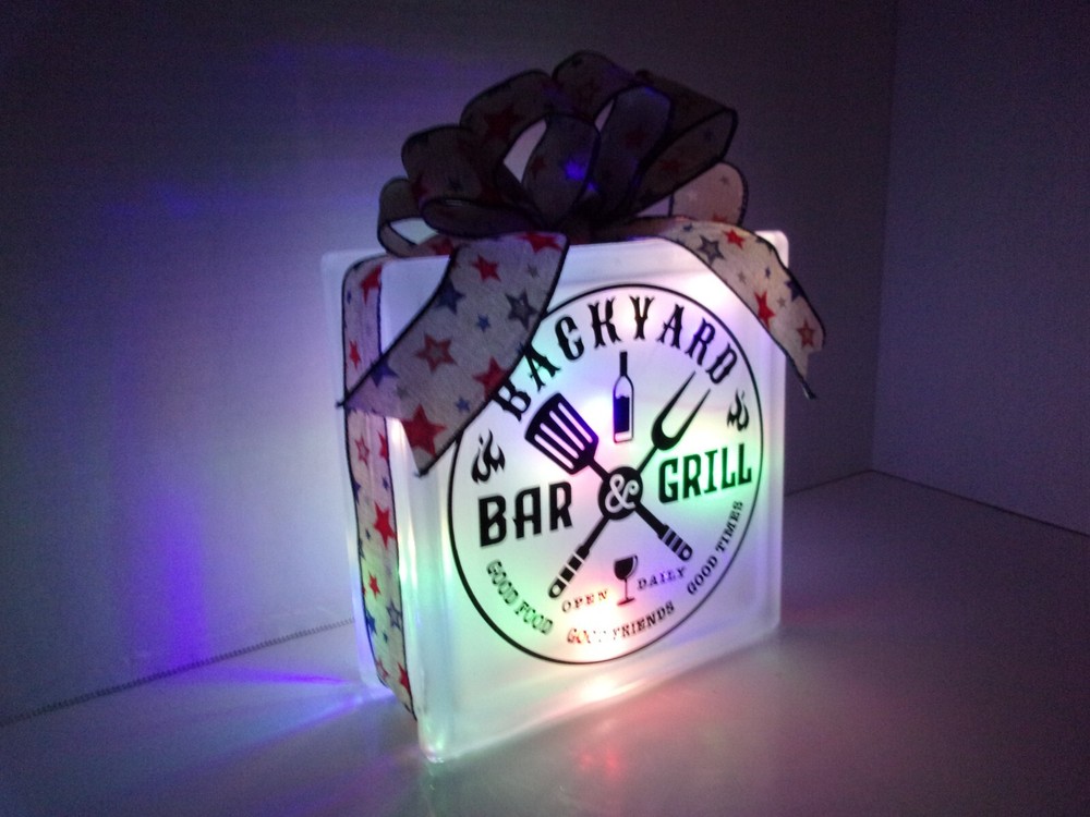 Backyard Bar & Grill Lighted Glass Block
