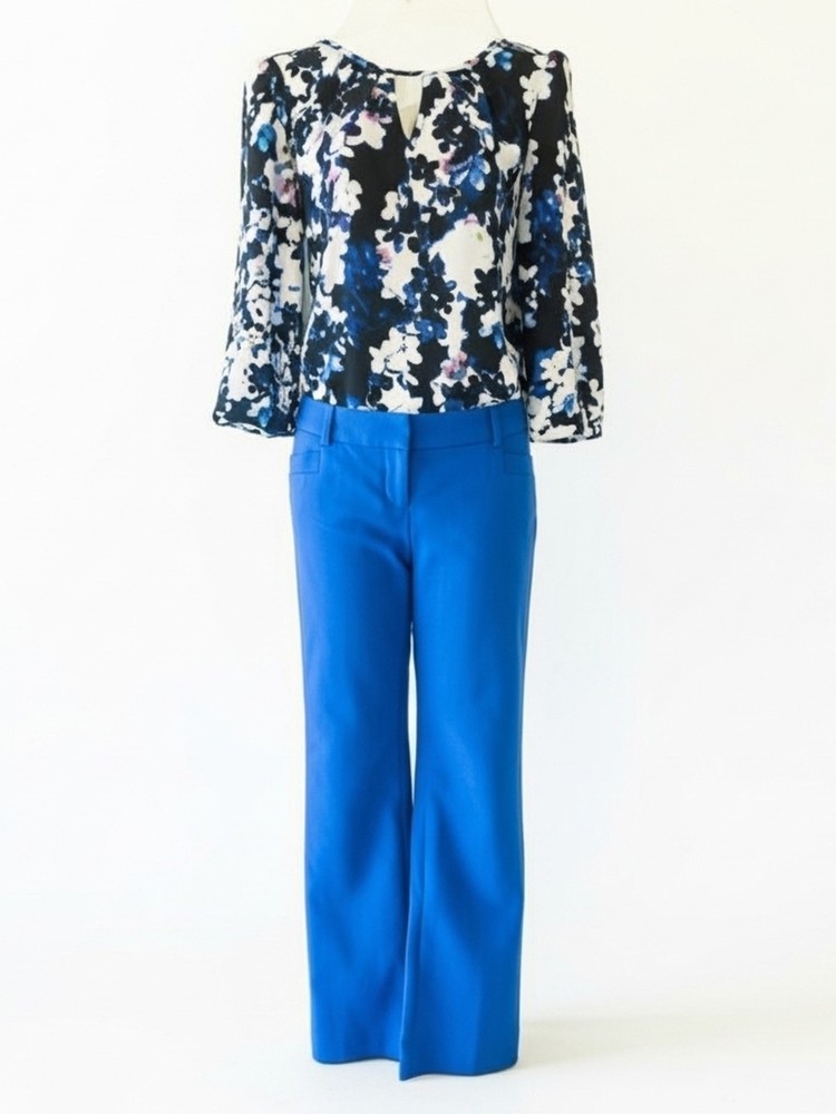 Express Size 0 Columnist Pants Blue Women's Flat Front Solid Regular Size